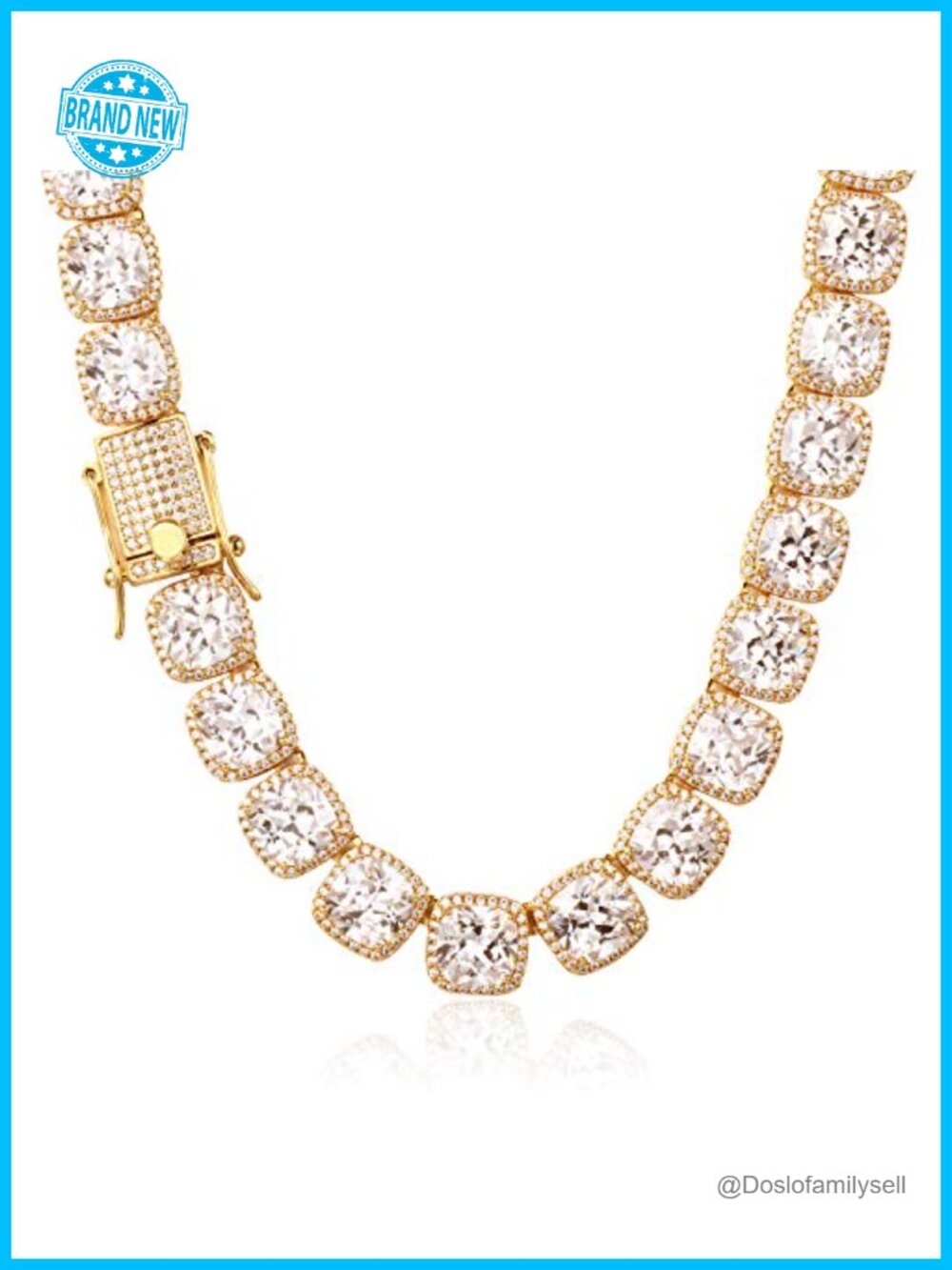 10mm Tennis Chain Necklace 18K Gold Plated Cubic Zirconia Iced Out